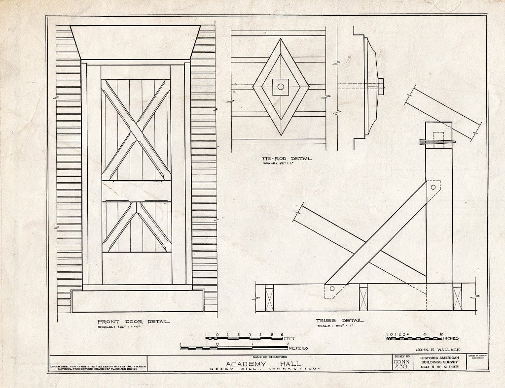 Blueprint HABS Conn,2-ROHI,11- (Sheet 6 of 6) - Academy Hall, Rocky Hill, Hartford County, CT