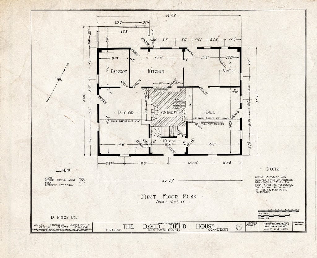 Blueprint HABS Conn,5-MAD,3- (Sheet 2 of 9) - David Field House, Madison, New Haven County, CT