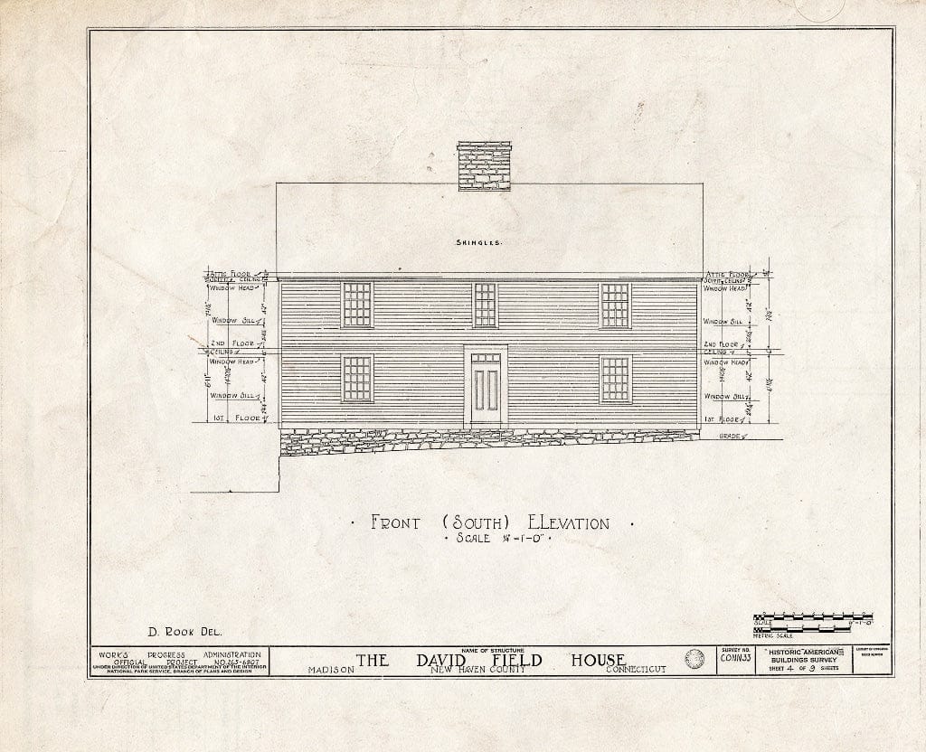 Blueprint HABS Conn,5-MAD,3- (Sheet 4 of 9) - David Field House, Madison, New Haven County, CT