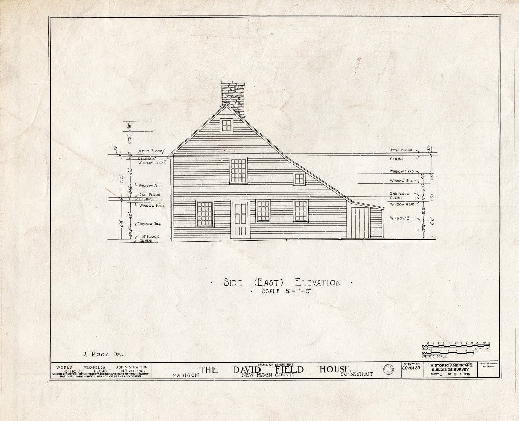 Blueprint HABS Conn,5-MAD,3- (Sheet 5 of 9) - David Field House, Madison, New Haven County, CT