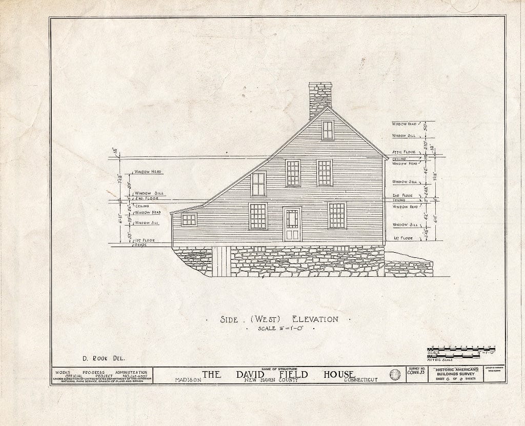 Blueprint HABS Conn,5-MAD,3- (Sheet 6 of 9) - David Field House, Madison, New Haven County, CT