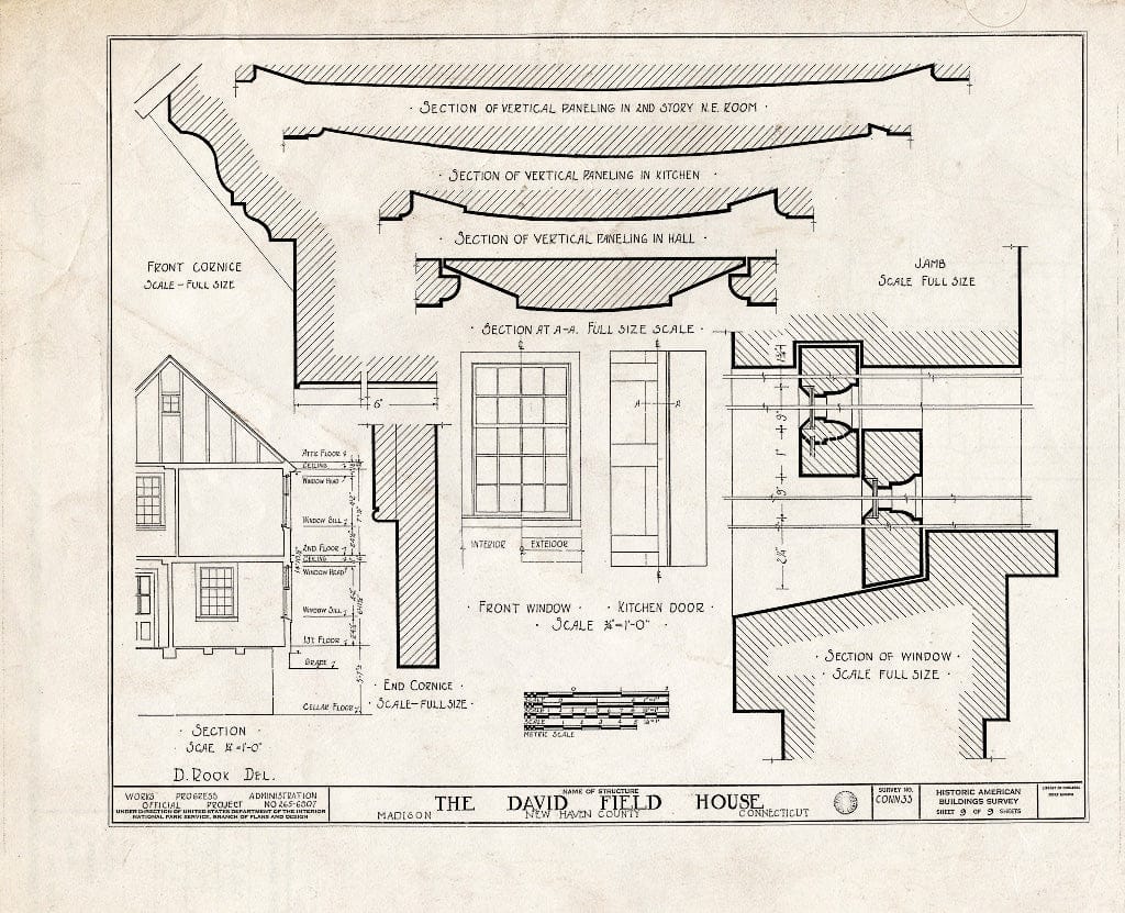 Blueprint HABS Conn,5-MAD,3- (Sheet 9 of 9) - David Field House, Madison, New Haven County, CT