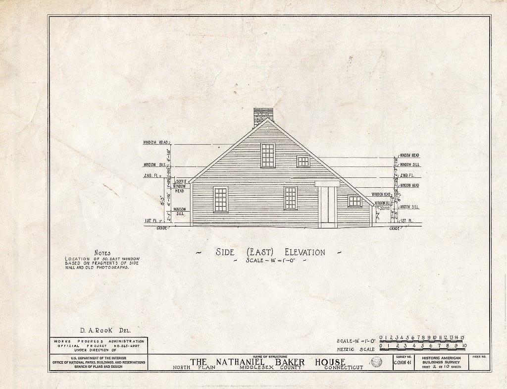 Blueprint HABS Conn,4-NOPLA,1- (Sheet 2 of 10) - Nathaniel Baker House, East Haddam, Middlesex County, CT
