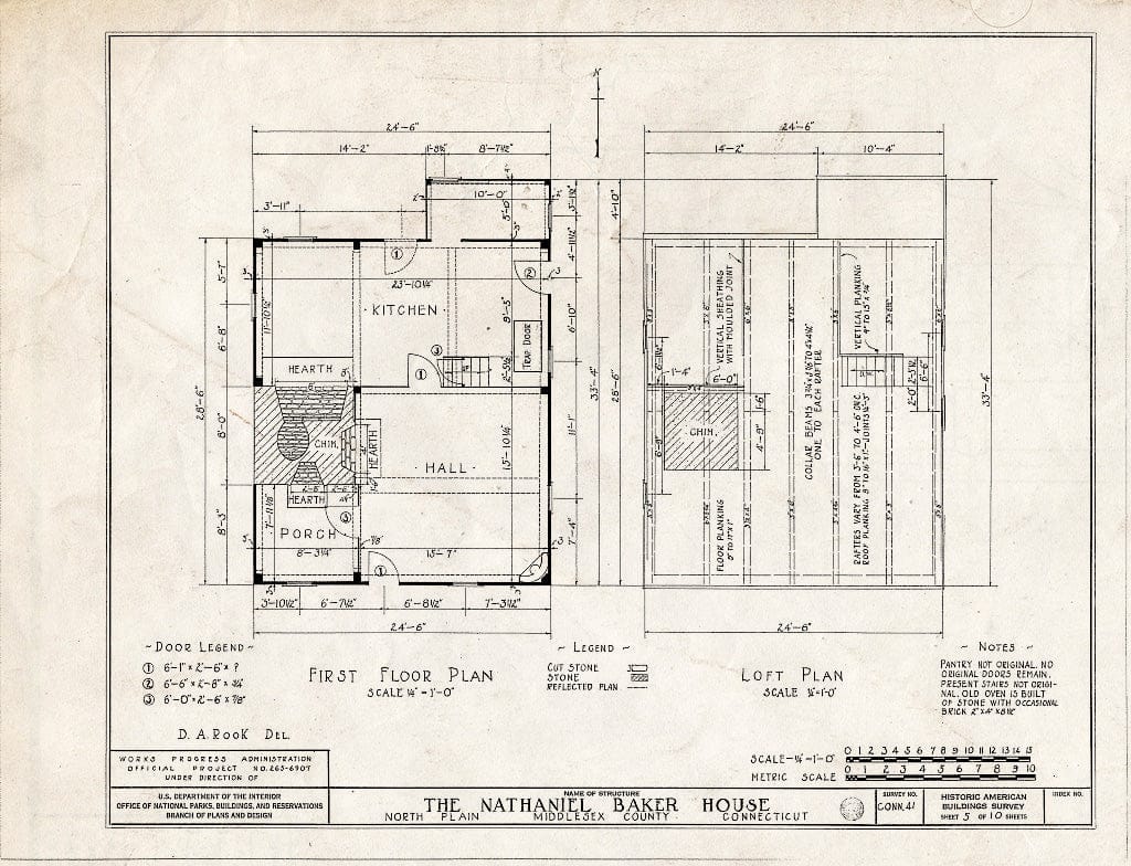 Blueprint HABS Conn,4-NOPLA,1- (Sheet 5 of 10) - Nathaniel Baker House, East Haddam, Middlesex County, CT