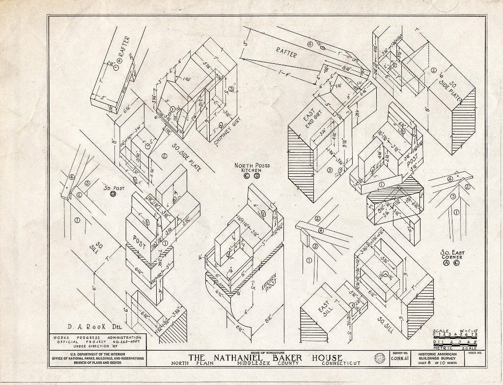 Blueprint HABS Conn,4-NOPLA,1- (Sheet 8 of 10) - Nathaniel Baker House, East Haddam, Middlesex County, CT