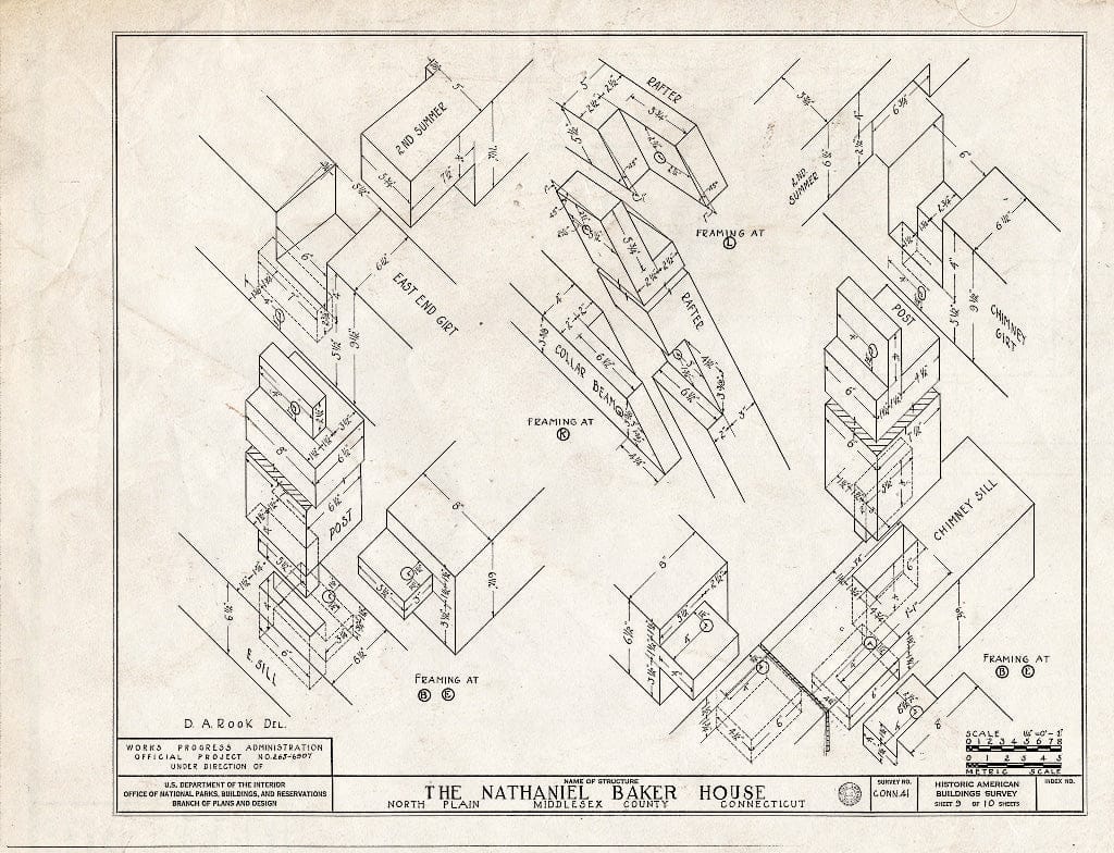Blueprint HABS Conn,4-NOPLA,1- (Sheet 9 of 10) - Nathaniel Baker House, East Haddam, Middlesex County, CT