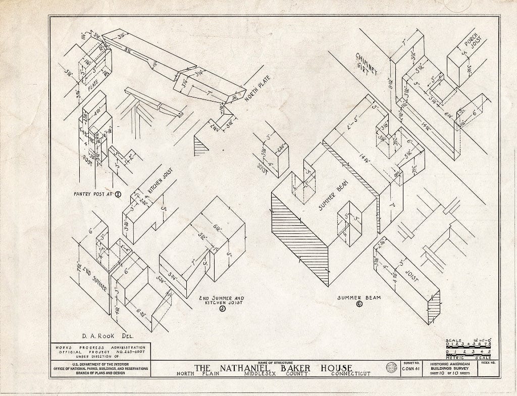 Blueprint HABS Conn,4-NOPLA,1- (Sheet 10 of 10) - Nathaniel Baker House, East Haddam, Middlesex County, CT