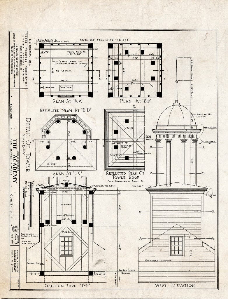 Blueprint HABS Conn,5-Bra,1- (Sheet 4 of 5) - Academy, Branford, New Haven County, CT
