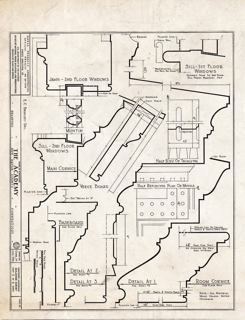 Blueprint HABS Conn,5-Bra,1- (Sheet 5 of 5) - Academy, Branford, New Haven County, CT