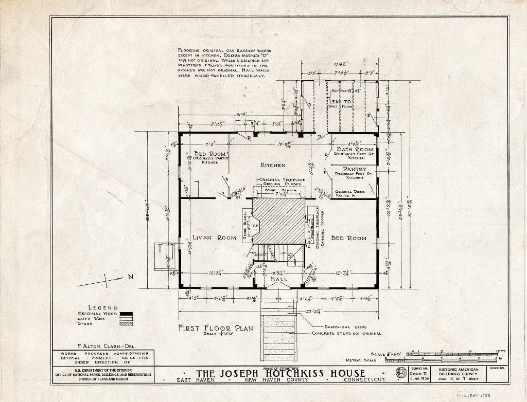 Blueprint HABS Conn,5-Have,3- (Sheet 4 of 7) - Joseph Hotchkiss House, North High Street, East Haven, New Haven County, CT