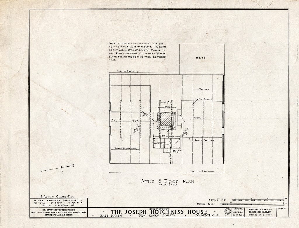 Blueprint HABS Conn,5-Have,3- (Sheet 5 of 7) - Joseph Hotchkiss House, North High Street, East Haven, New Haven County, CT