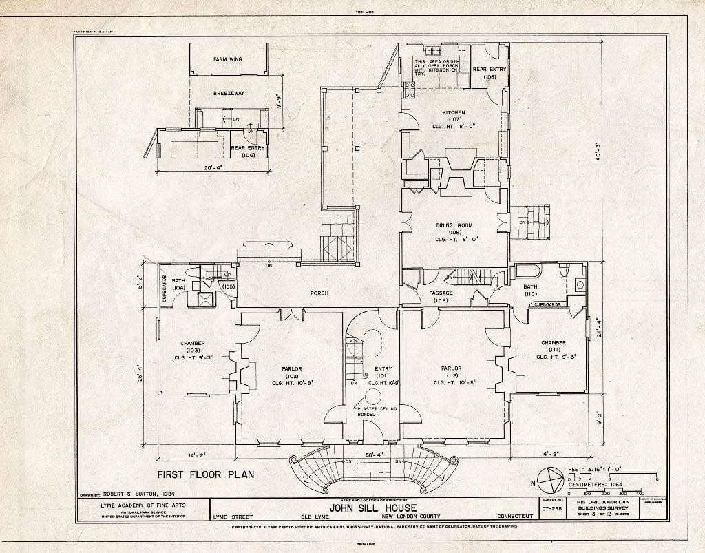 Blueprint HABS Conn,6-LYMO,10 (Sheet 3 of 12) - John Sill House, Lyme Street, Old Lyme, New London County, CT