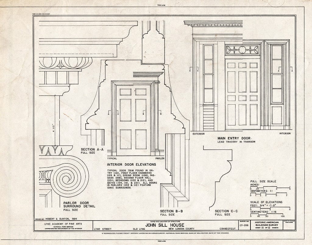 Blueprint HABS Conn,6-LYMO,10 (Sheet 10 of 12) - John Sill House, Lyme Street, Old Lyme, New London County, CT