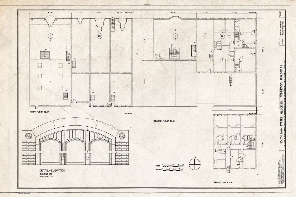 Blueprint HABS Conn,1-NOWAS,1- (Sheet 4 of 6) - South Main Street, Block 43 (Commercial Buildings), South Main & Washington Streets, South Norwalk, Fairfield County, CT