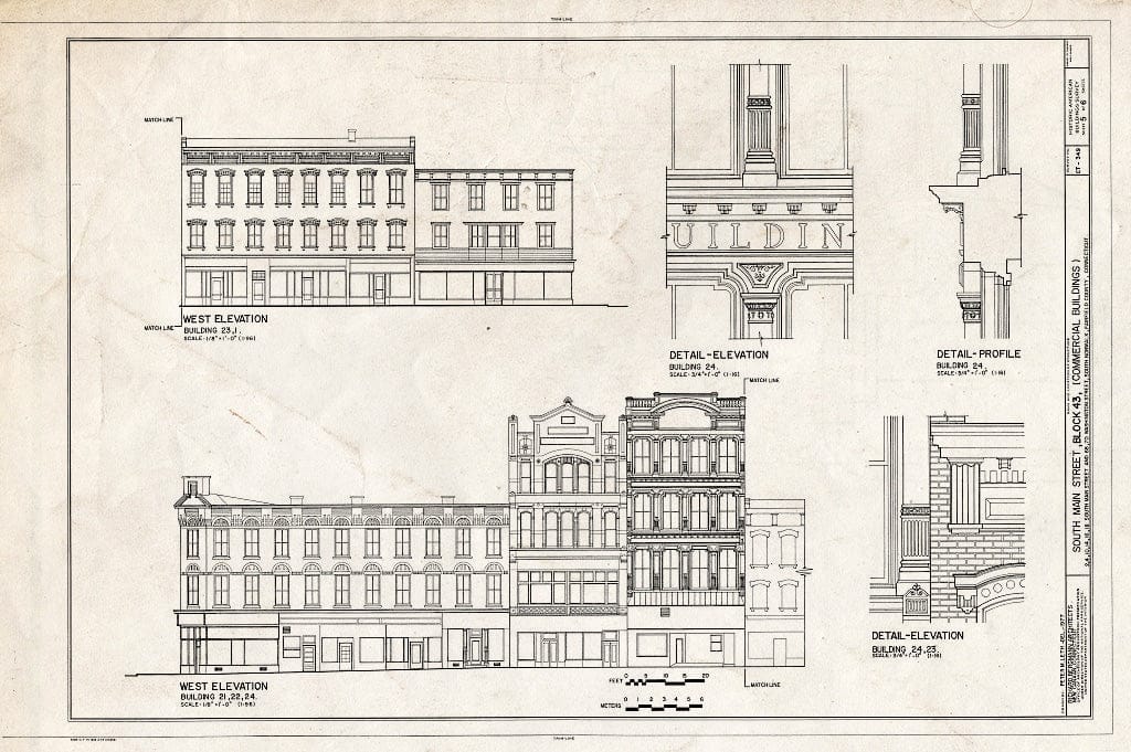 Blueprint HABS Conn,1-NOWAS,1- (Sheet 5 of 6) - South Main Street, Block 43 (Commercial Buildings), South Main & Washington Streets, South Norwalk, Fairfield County, CT