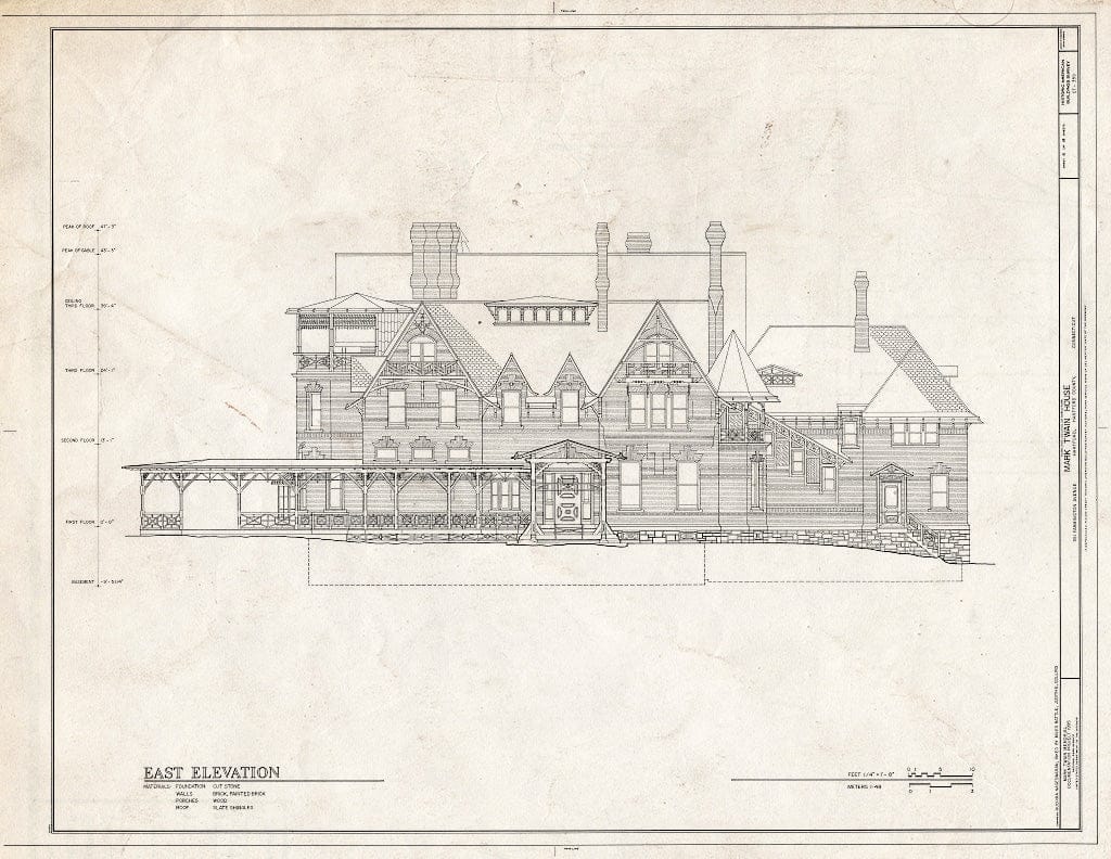 Blueprint HABS CONN,2-HARF,16- (sheet 8 of 14) - Mark Twain House, 351 Farmington Avenue (corrected from original address of 531 Farmington Avenue), Hartford, Hartford County, CT