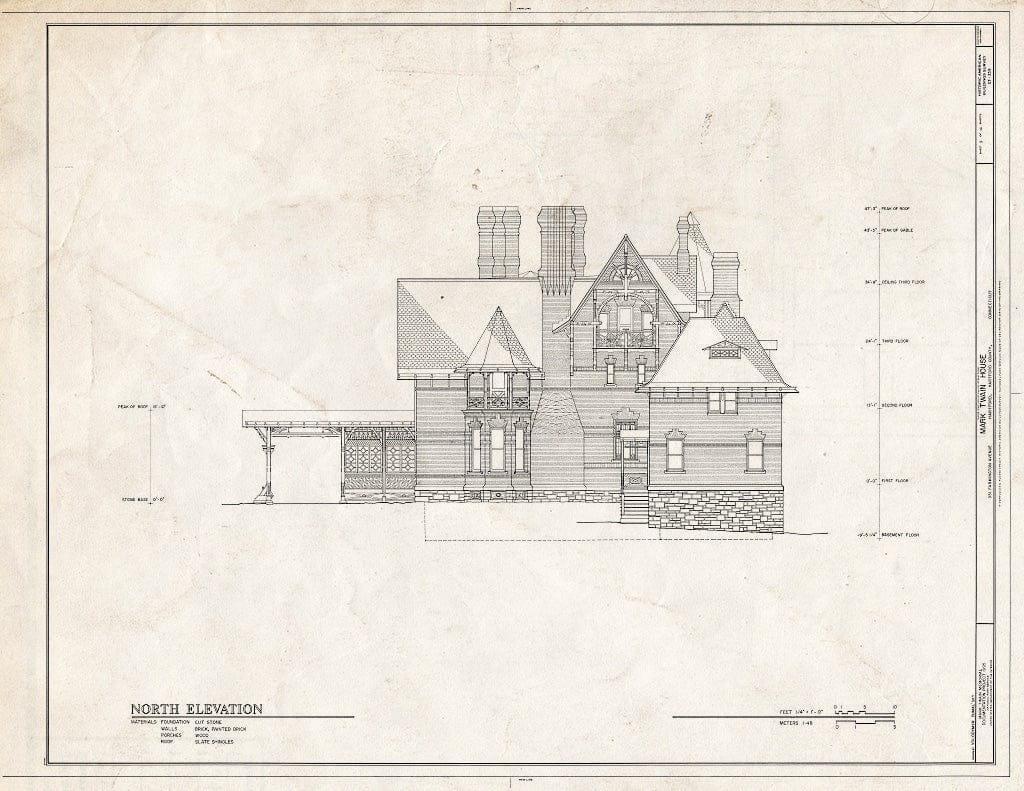 Blueprint HABS CONN,2-HARF,16- (sheet 9 of 14) - Mark Twain House, 351 Farmington Avenue (corrected from original address of 531 Farmington Avenue), Hartford, Hartford County, CT