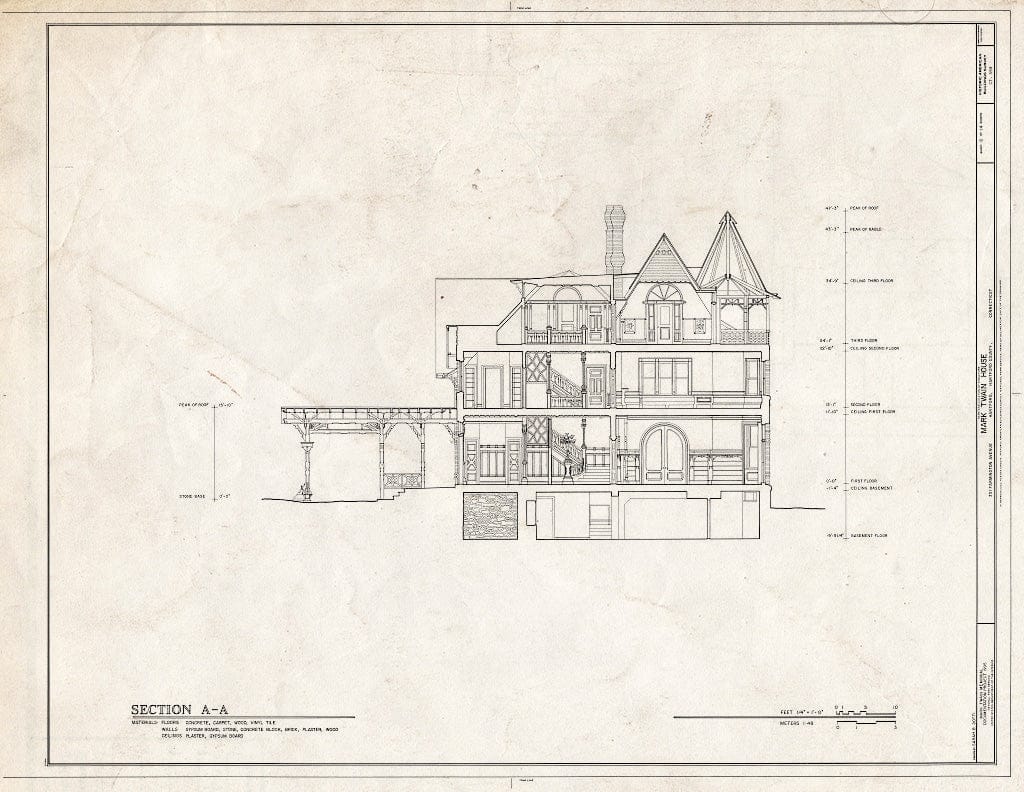 Blueprint HABS CONN,2-HARF,16- (sheet 12 of 14) - Mark Twain House, 351 Farmington Avenue (corrected from original address of 531 Farmington Avenue), Hartford, Hartford County, CT