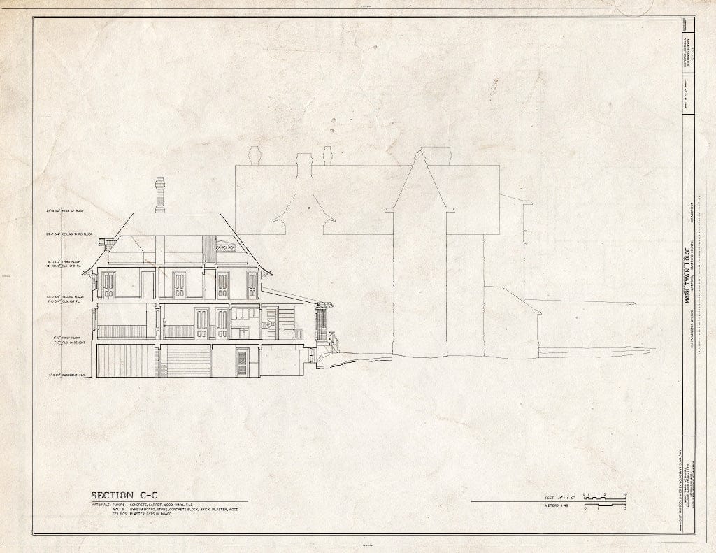 Blueprint HABS CONN,2-HARF,16- (sheet 14 of 14) - Mark Twain House, 351 Farmington Avenue (corrected from original address of 531 Farmington Avenue), Hartford, Hartford County, CT
