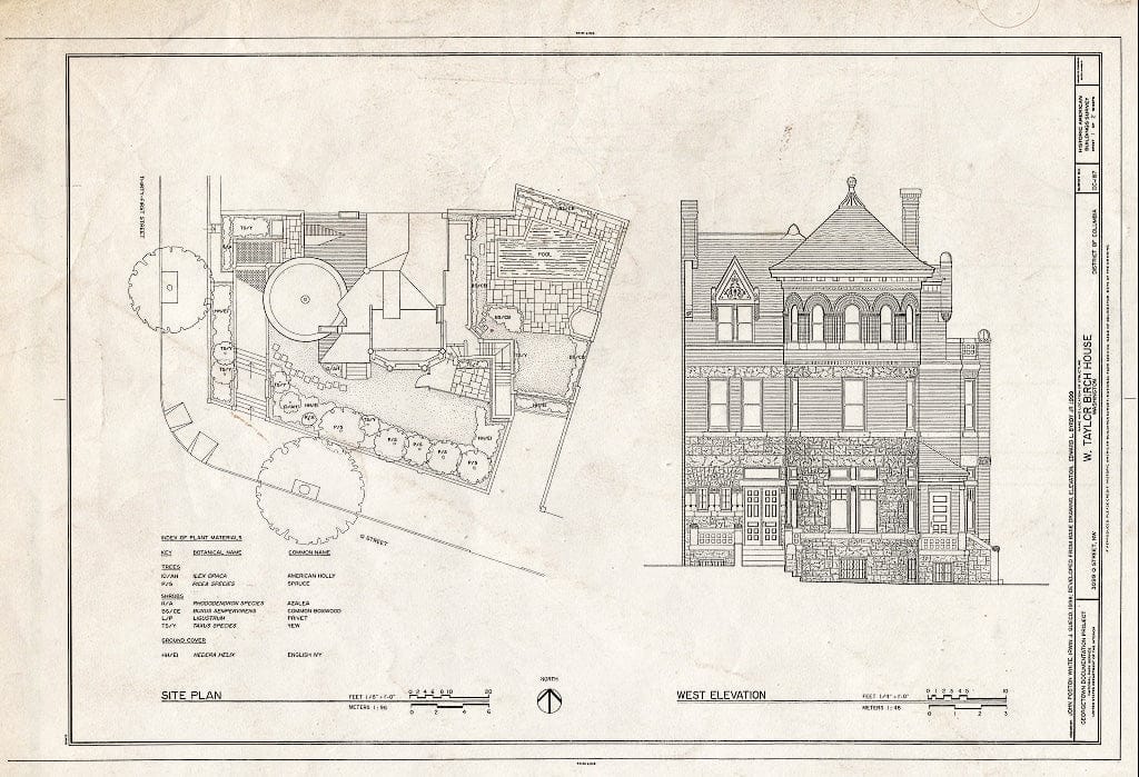 Blueprint HABS DC,GEO,110- (Sheet 1 of 2) - W. Taylor Birch House, 3099 Q Street, Northwest, Washington, District of Columbia, DC