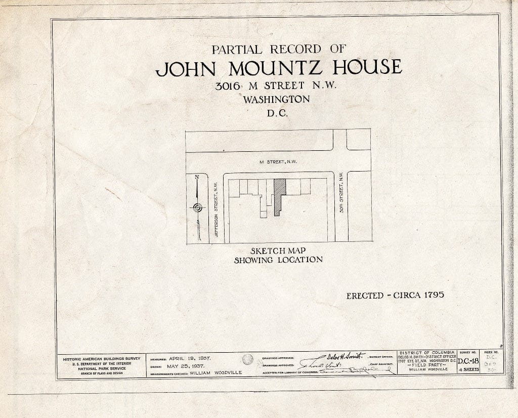 Blueprint HABS DC,GEO,30- (Sheet 0 of 4) - John Mountz House, 3016 M Street Northwest, Washington, District of Columbia, DC