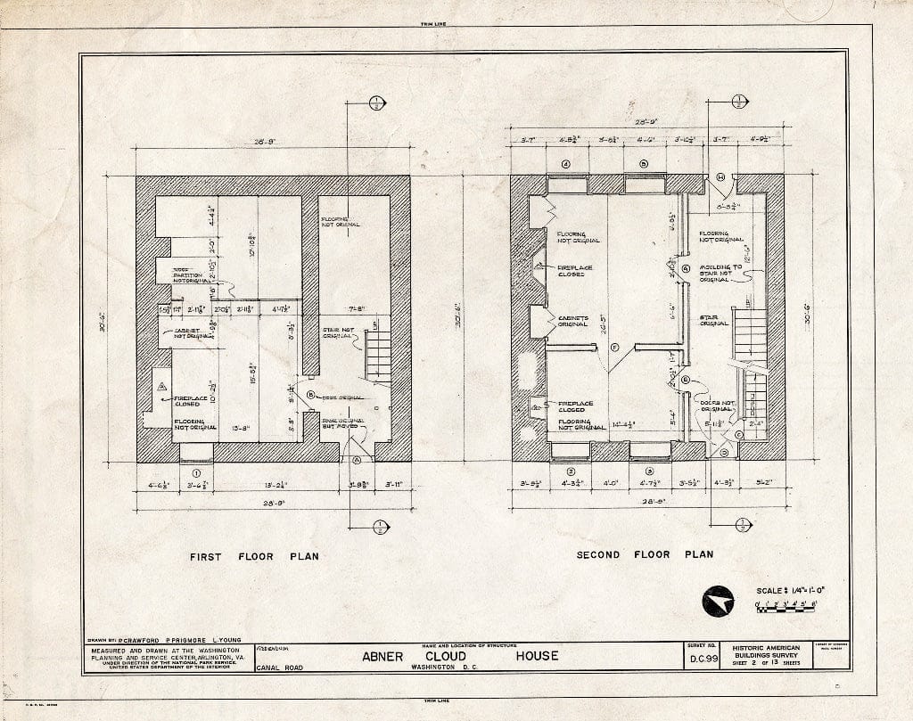 Blueprint HABS DC,WASH,167- (Sheet 2 of 13) - Abner Cloud House, Intersection of Canal Road & Reservoir Road Northwest, Washington, District of Columbia, DC