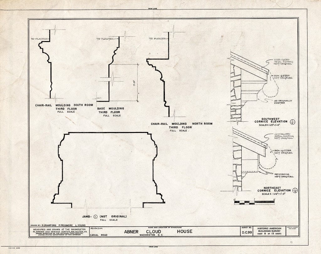 Blueprint HABS DC,WASH,167- (Sheet 8 of 13) - Abner Cloud House, Intersection of Canal Road & Reservoir Road Northwest, Washington, District of Columbia, DC
