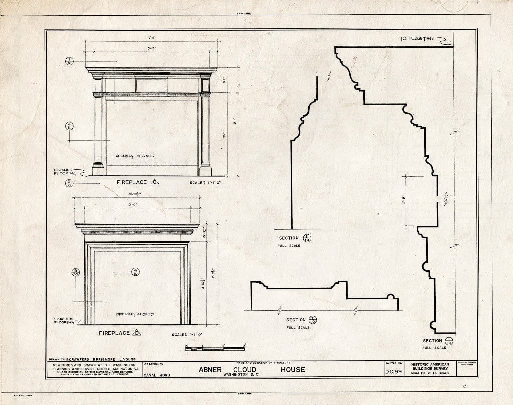 Blueprint HABS DC,WASH,167- (Sheet 10 of 13) - Abner Cloud House, Intersection of Canal Road & Reservoir Road Northwest, Washington, District of Columbia, DC
