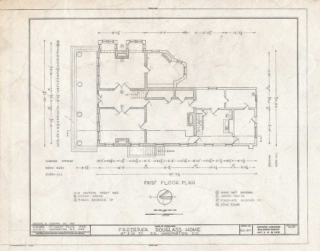Blueprint HABS DC,WASH,166- (Sheet 2 of 8) - Frederick Douglass House, 1411 W Street, Southeast, Washington, District of Columbia, DC