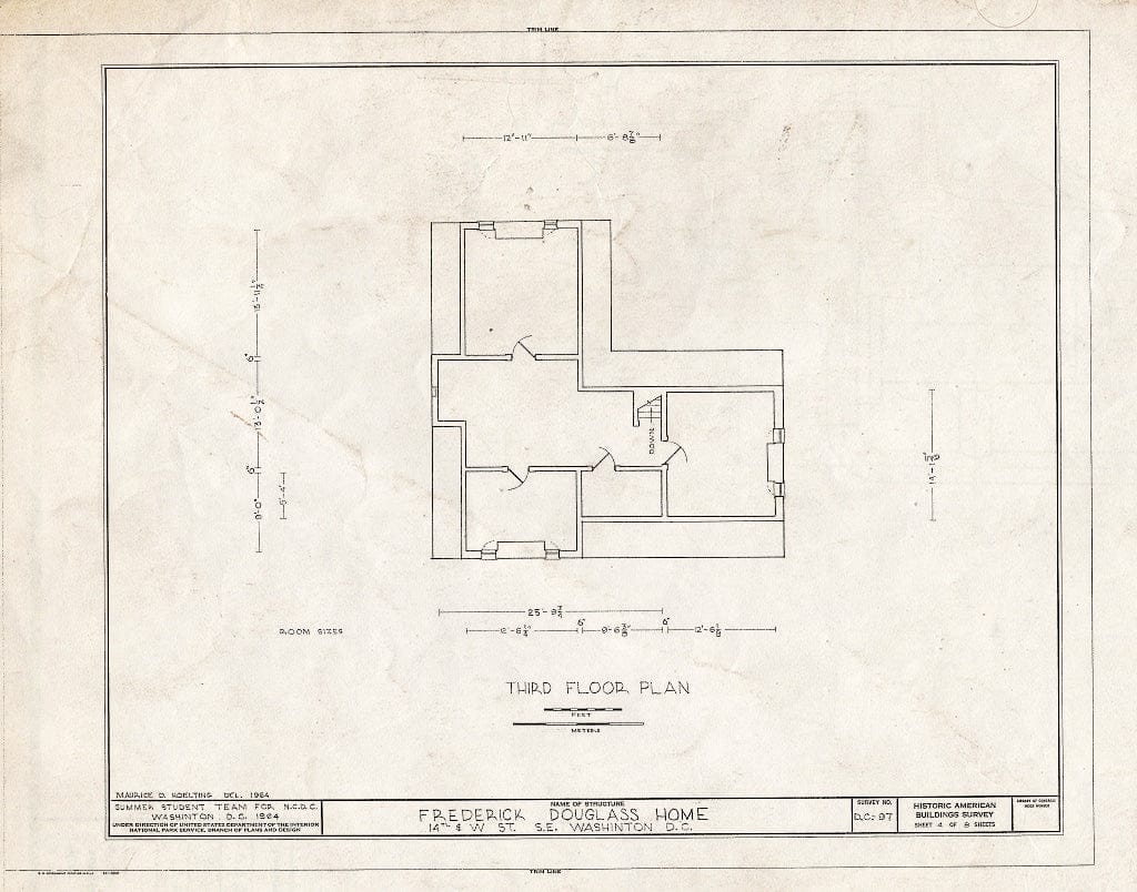 Blueprint HABS DC,WASH,166- (Sheet 4 of 8) - Frederick Douglass House, 1411 W Street, Southeast, Washington, District of Columbia, DC