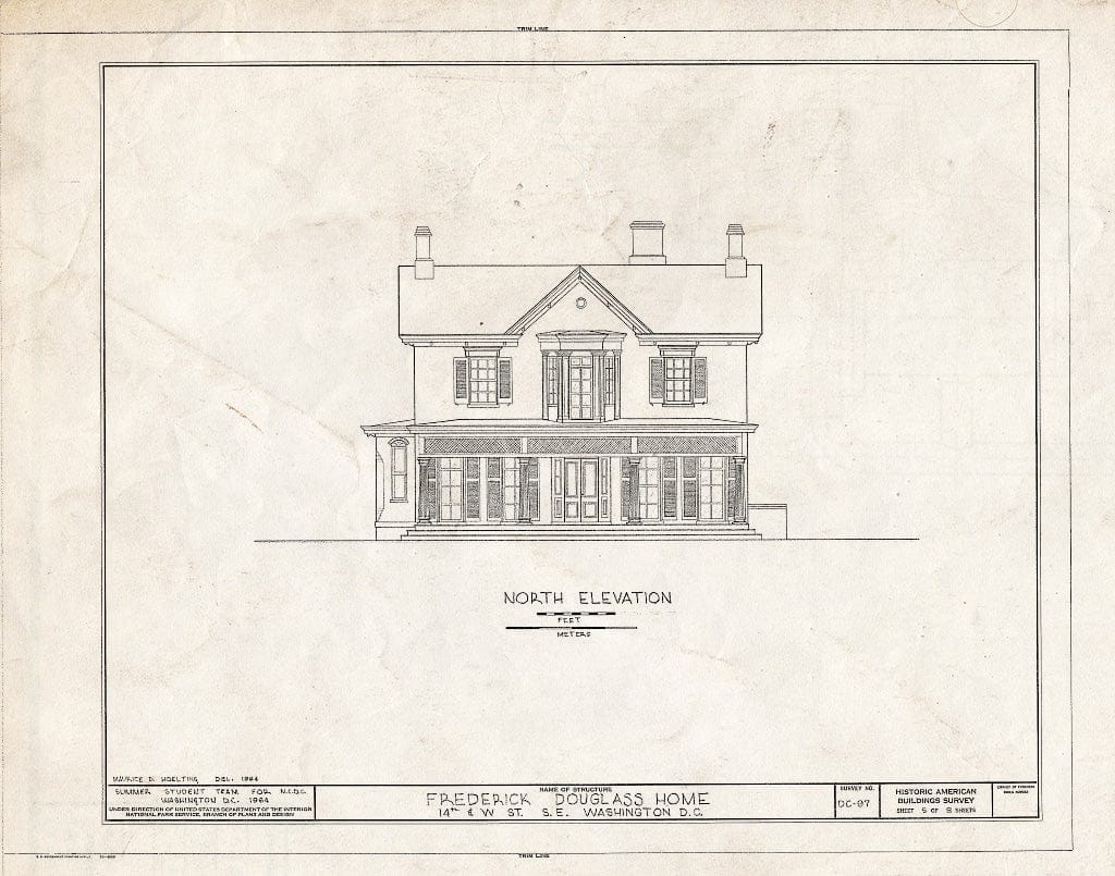 Blueprint HABS DC,WASH,166- (Sheet 5 of 8) - Frederick Douglass House, 1411 W Street, Southeast, Washington, District of Columbia, DC
