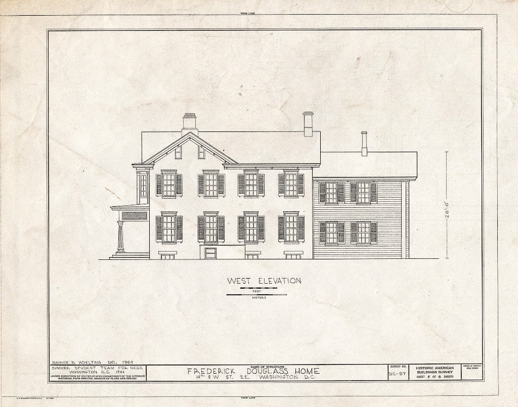 Blueprint HABS DC,WASH,166- (Sheet 6 of 8) - Frederick Douglass House, 1411 W Street, Southeast, Washington, District of Columbia, DC
