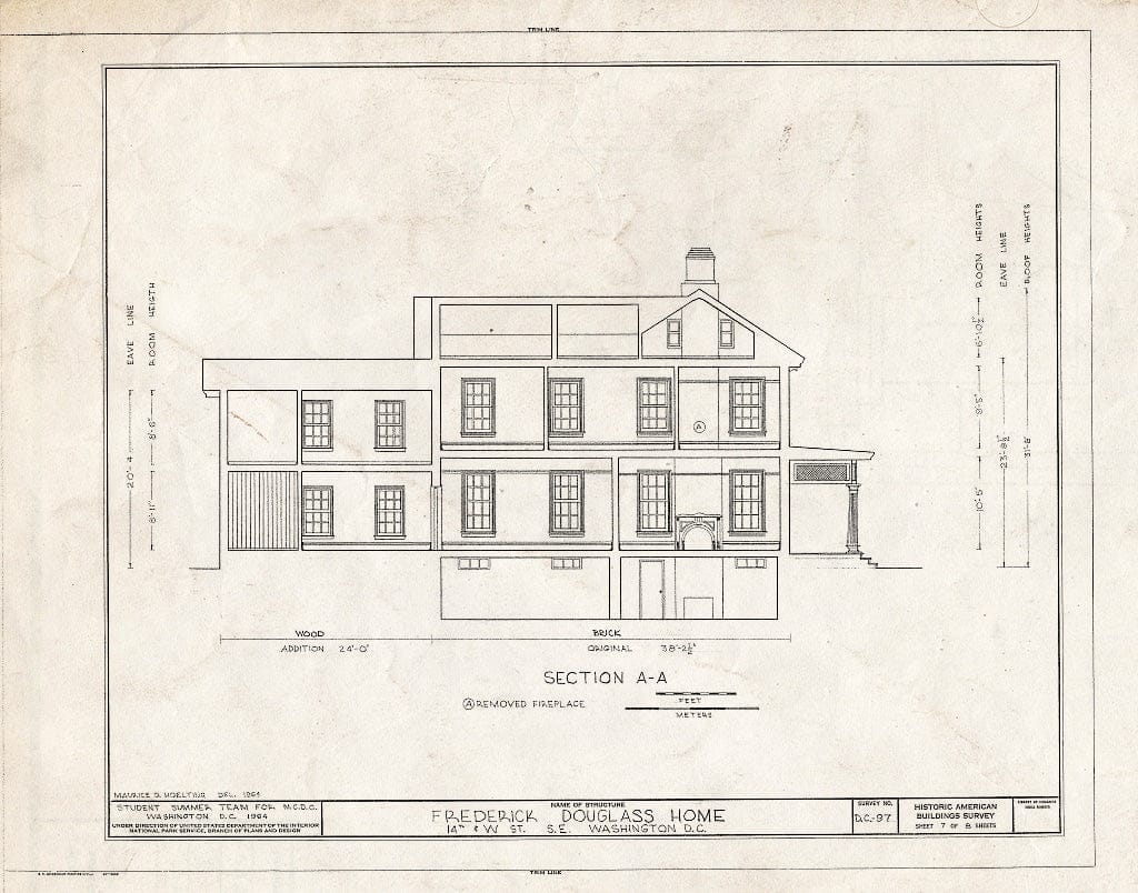 Blueprint HABS DC,WASH,166- (Sheet 7 of 8) - Frederick Douglass House, 1411 W Street, Southeast, Washington, District of Columbia, DC