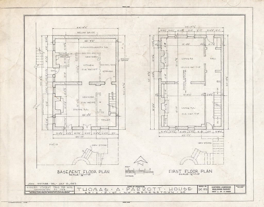 Blueprint HABS DC,GEO,58- (Sheet 2 of 10) - Teresa Fenwick House, 3512 P Street, Northwest, Washington, District of Columbia, DC