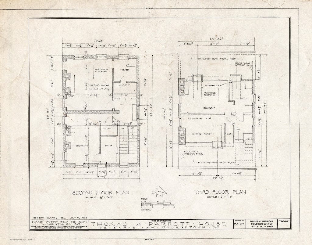Blueprint HABS DC,GEO,58- (Sheet 3 of 10) - Teresa Fenwick House, 3512 P Street, Northwest, Washington, District of Columbia, DC