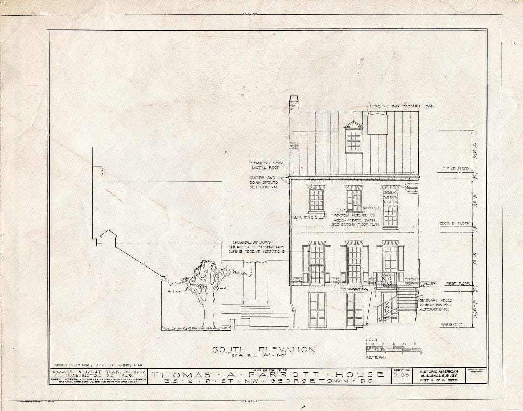 Blueprint HABS DC,GEO,58- (Sheet 6 of 10) - Teresa Fenwick House, 3512 P Street, Northwest, Washington, District of Columbia, DC