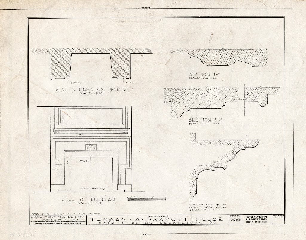 Blueprint HABS DC,GEO,58- (Sheet 8 of 10) - Teresa Fenwick House, 3512 P Street, Northwest, Washington, District of Columbia, DC