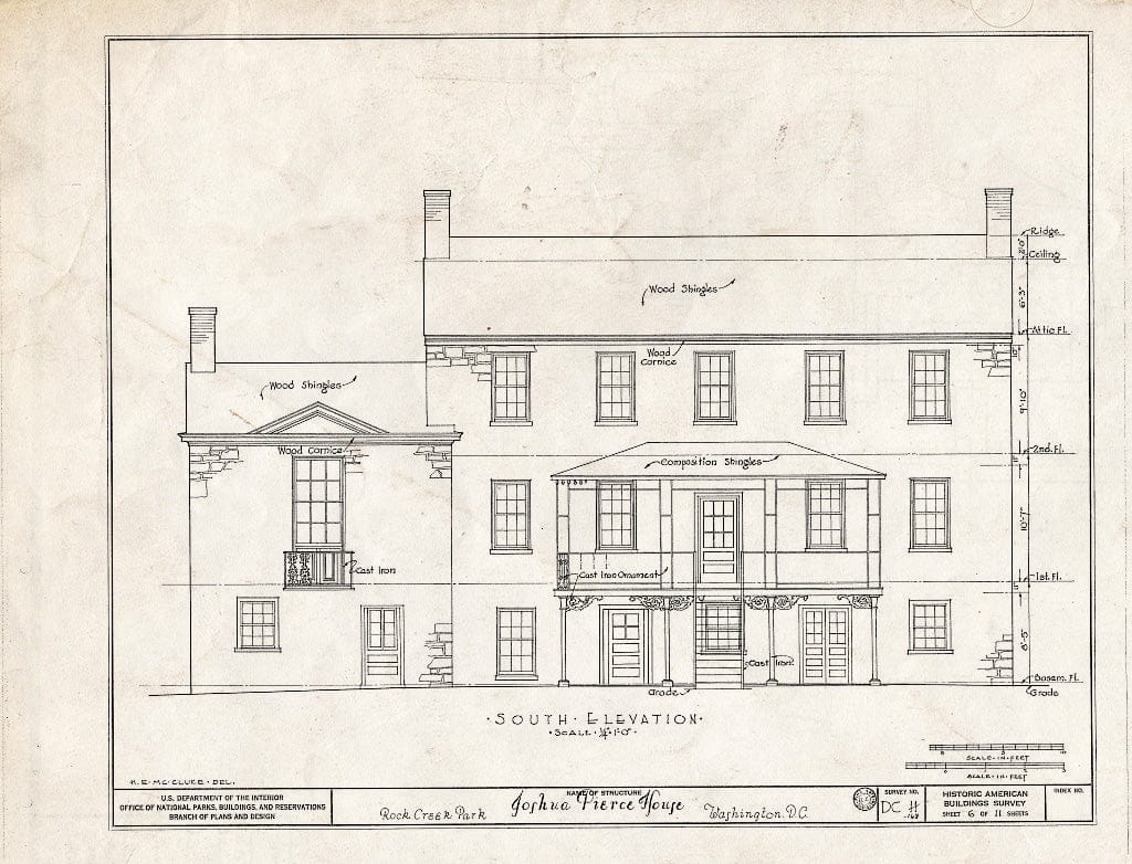 Blueprint HABS DC,WASH,123- (Sheet 6 of 11) - Linnean Hill, 3545 Williamsburg Lane Northwest, Washington, District of Columbia, DC