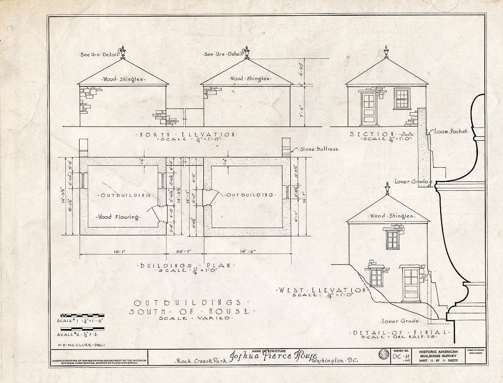 Blueprint HABS DC,WASH,123- (Sheet 11 of 11) - Linnean Hill, 3545 Williamsburg Lane Northwest, Washington, District of Columbia, DC