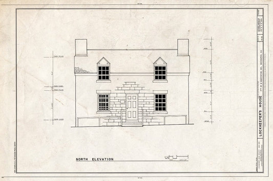 Blueprint 4. North Elevation - Lock Keeper's House, Seventeenth Street & Constitution Avenue, Northwest, Washington, District of Columbia, DC