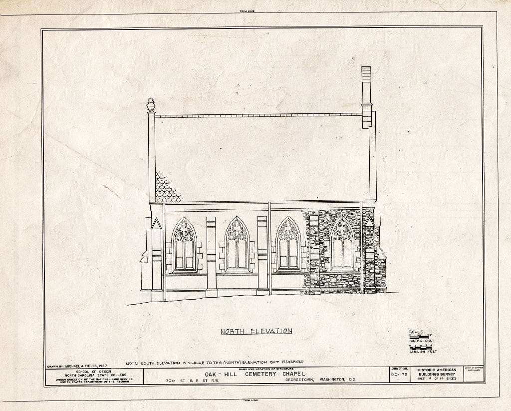 Blueprint HABS DC,GEO,41B- (Sheet 4 of 14) - Oak Hill Cemetery, Chapel, 3001 R Street Northwest, Northeast of Gatehouse, Washington, District of Columbia, DC
