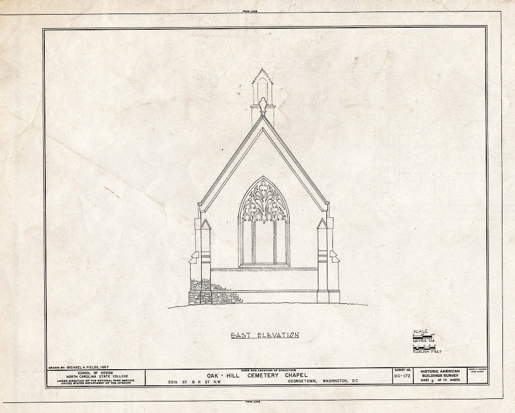 Blueprint HABS DC,GEO,41B- (Sheet 5 of 14) - Oak Hill Cemetery, Chapel, 3001 R Street Northwest, Northeast of Gatehouse, Washington, District of Columbia, DC