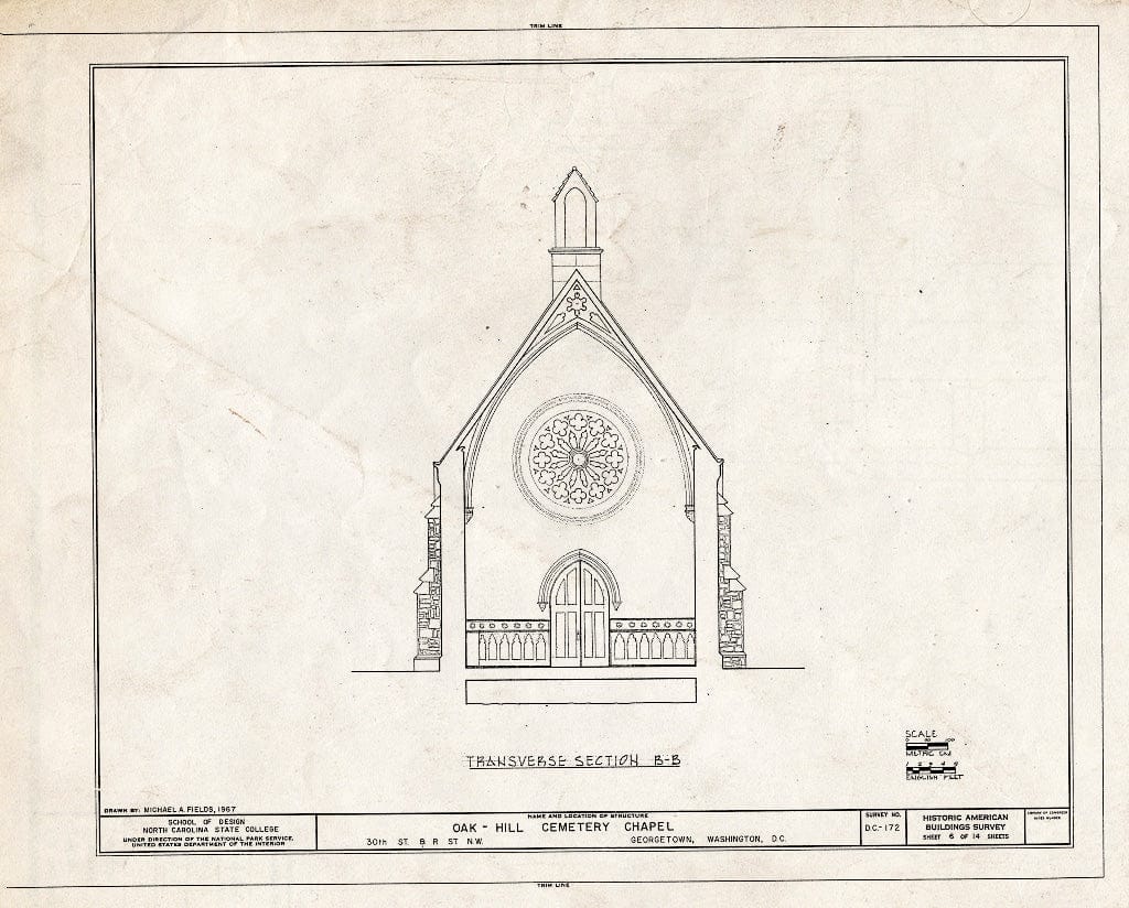 Blueprint HABS DC,GEO,41B- (Sheet 6 of 14) - Oak Hill Cemetery, Chapel, 3001 R Street Northwest, Northeast of Gatehouse, Washington, District of Columbia, DC