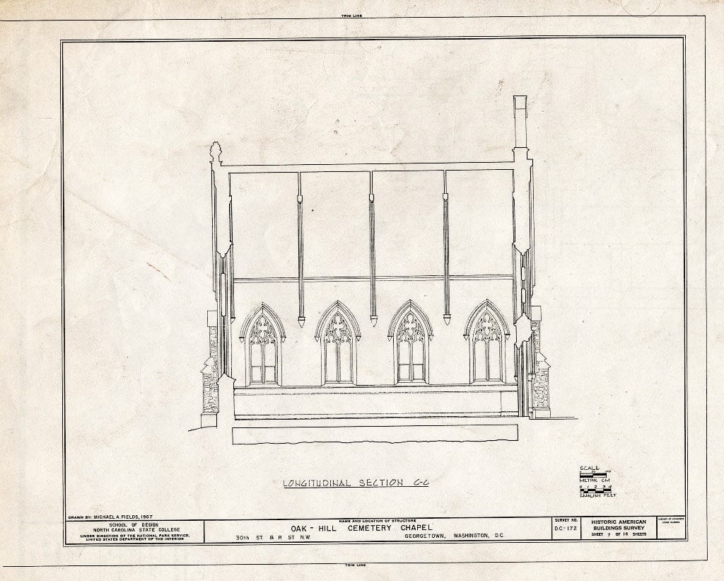 Blueprint HABS DC,GEO,41B- (Sheet 7 of 14) - Oak Hill Cemetery, Chapel, 3001 R Street Northwest, Northeast of Gatehouse, Washington, District of Columbia, DC