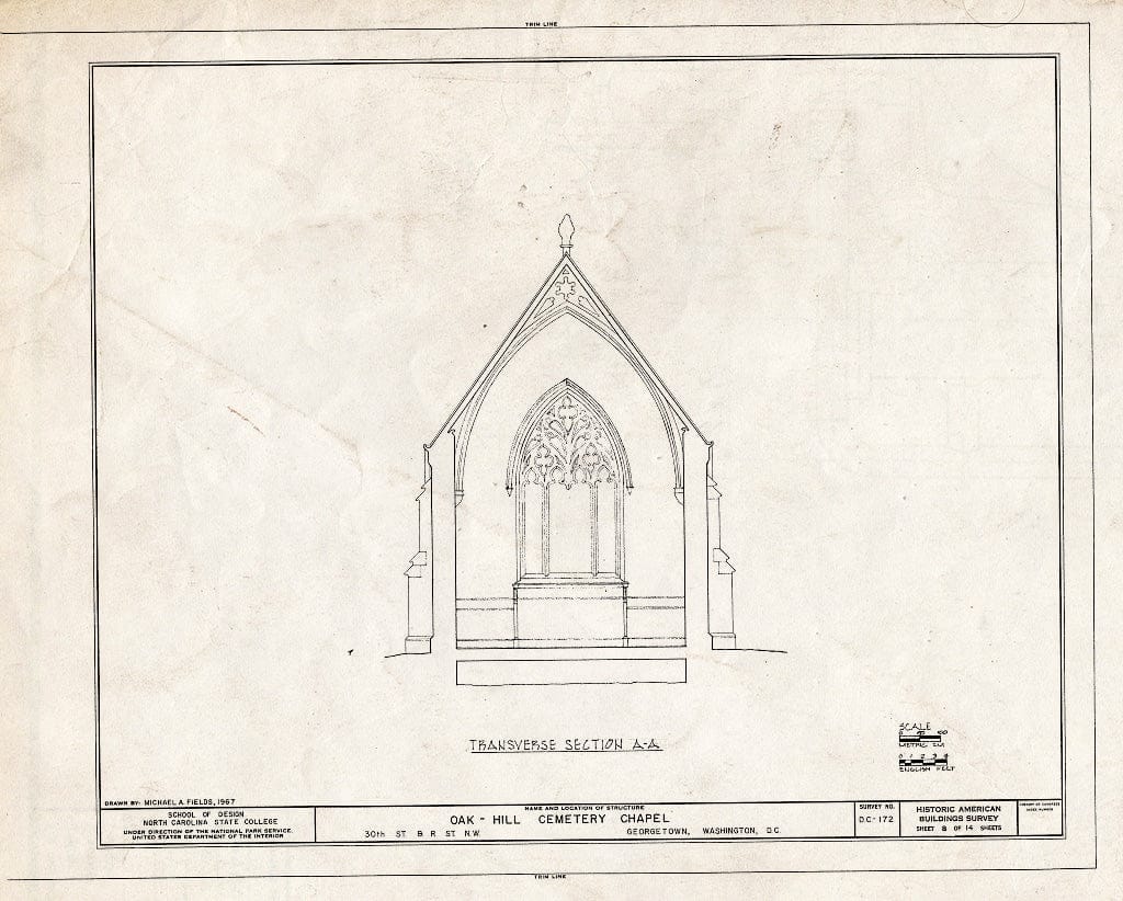 Blueprint HABS DC,GEO,41B- (Sheet 8 of 14) - Oak Hill Cemetery, Chapel, 3001 R Street Northwest, Northeast of Gatehouse, Washington, District of Columbia, DC