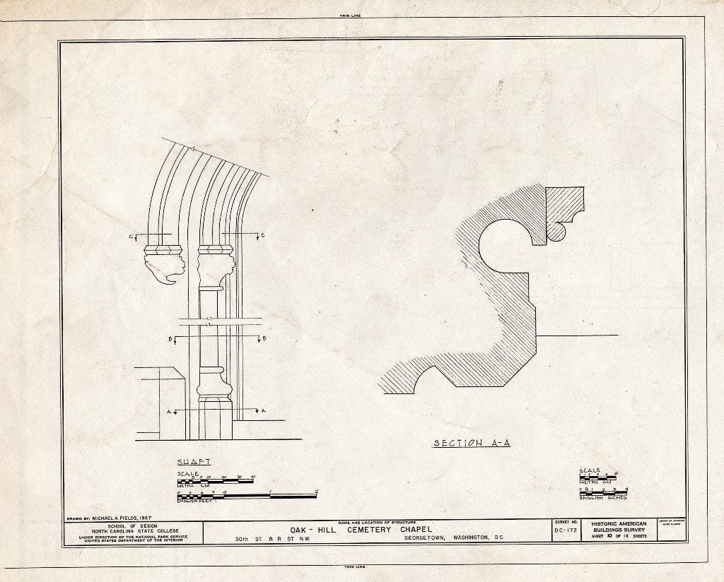 Blueprint HABS DC,GEO,41B- (Sheet 10 of 14) - Oak Hill Cemetery, Chapel, 3001 R Street Northwest, Northeast of Gatehouse, Washington, District of Columbia, DC