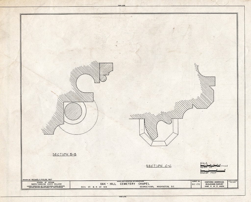 Blueprint HABS DC,GEO,41B- (Sheet 11 of 14) - Oak Hill Cemetery, Chapel, 3001 R Street Northwest, Northeast of Gatehouse, Washington, District of Columbia, DC