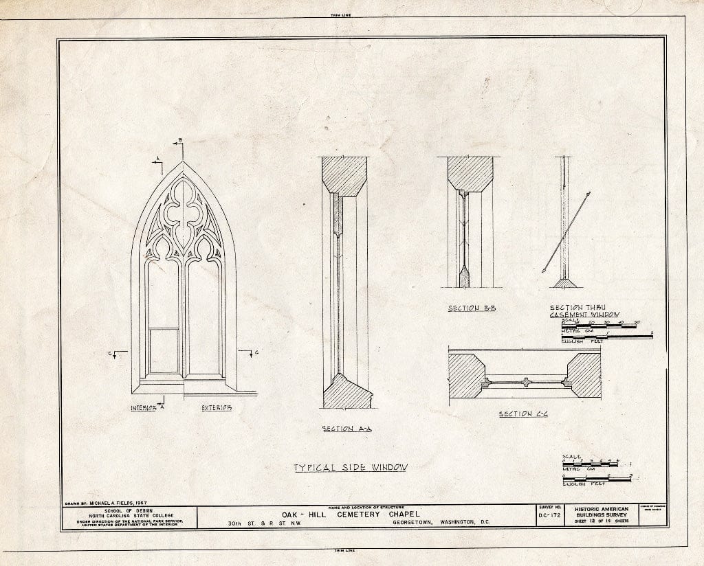 Blueprint HABS DC,GEO,41B- (Sheet 12 of 14) - Oak Hill Cemetery, Chapel, 3001 R Street Northwest, Northeast of Gatehouse, Washington, District of Columbia, DC