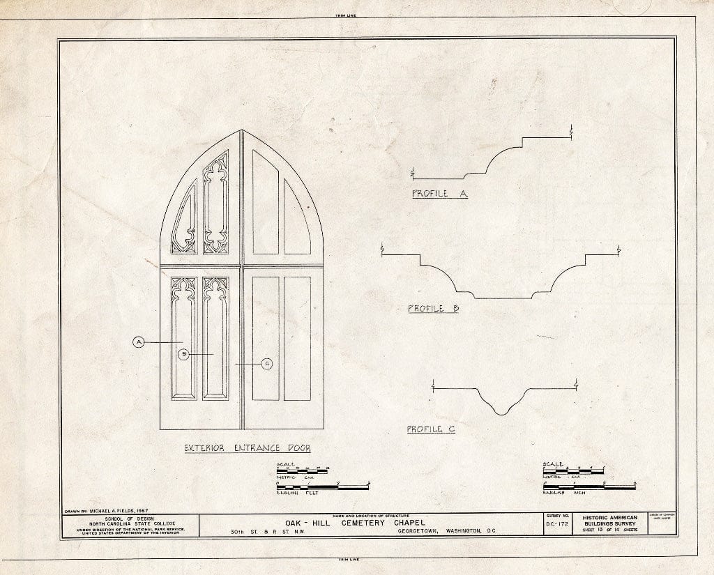 Blueprint HABS DC,GEO,41B- (Sheet 13 of 14) - Oak Hill Cemetery, Chapel, 3001 R Street Northwest, Northeast of Gatehouse, Washington, District of Columbia, DC