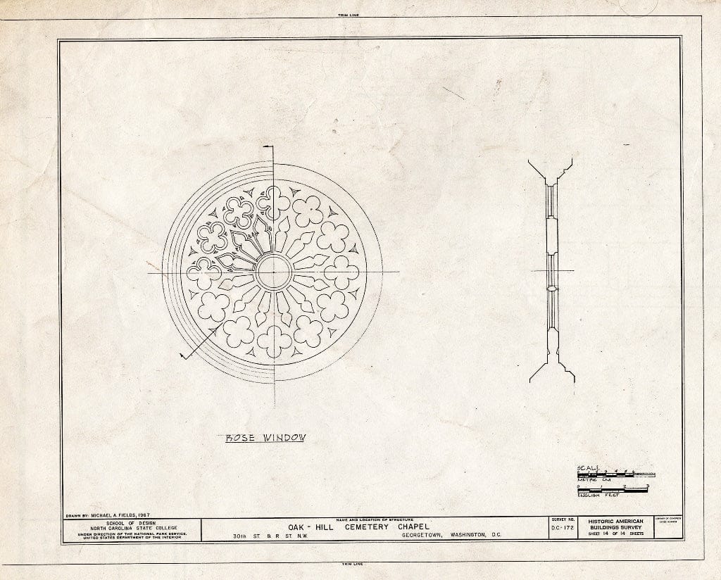 Blueprint HABS DC,GEO,41B- (Sheet 14 of 14) - Oak Hill Cemetery, Chapel, 3001 R Street Northwest, Northeast of Gatehouse, Washington, District of Columbia, DC